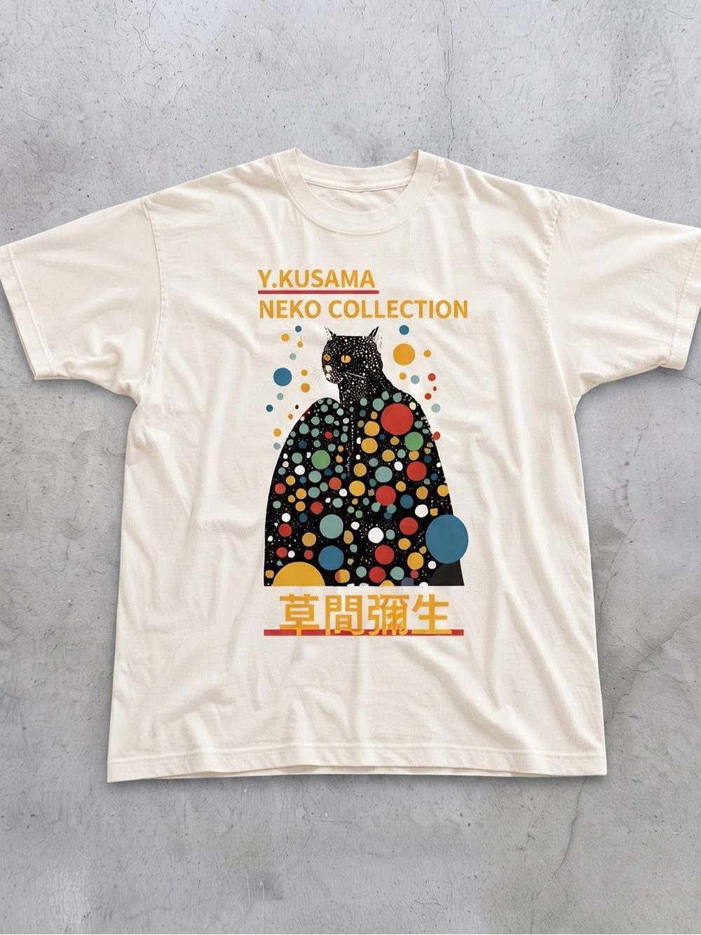Vintage Yayoi Kasama Of Colorful Cat
Graphic Tee - Cream for Unisex